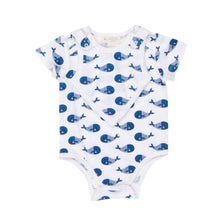 Load image into Gallery viewer, Smart Short Sleeve Bodysuit + Bib - Blue Whale - Scarlett + Michel