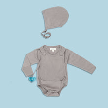 Load image into Gallery viewer, Smart Long Sleeve Kimono Bodysuit + Bib - Gray - Scarlett + Michel