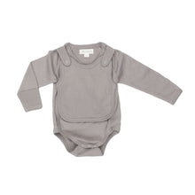 Load image into Gallery viewer, Smart Long Sleeve Kimono Bodysuit + Bib - Gray - Scarlett + Michel