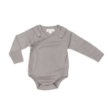 Load image into Gallery viewer, Smart Long Sleeve Kimono Bodysuit + Bib - Gray - Scarlett + Michel