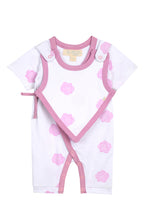 Load image into Gallery viewer, Smart Short Sleeve Kimono Romper + Bib - Pink Rose - Scarlett + Michel