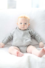 Load image into Gallery viewer, Smart Long Sleeve Kimono Bodysuit + Bib - Gray - Scarlett + Michel