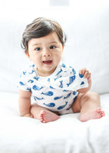 Load image into Gallery viewer, Smart Short Sleeve Bodysuit + Bib - Blue Whale - Scarlett + Michel