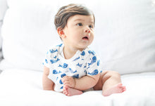 Load image into Gallery viewer, Smart Short Sleeve Bodysuit + Bib - Blue Whale - Scarlett + Michel
