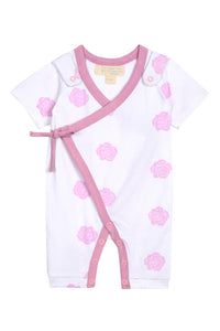 Smart Short Sleeve Kimono Romper - Pink Rose 